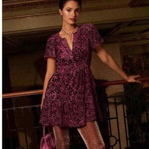 Anthropologie The Somerset Mini Dress, Velvet Edition Small